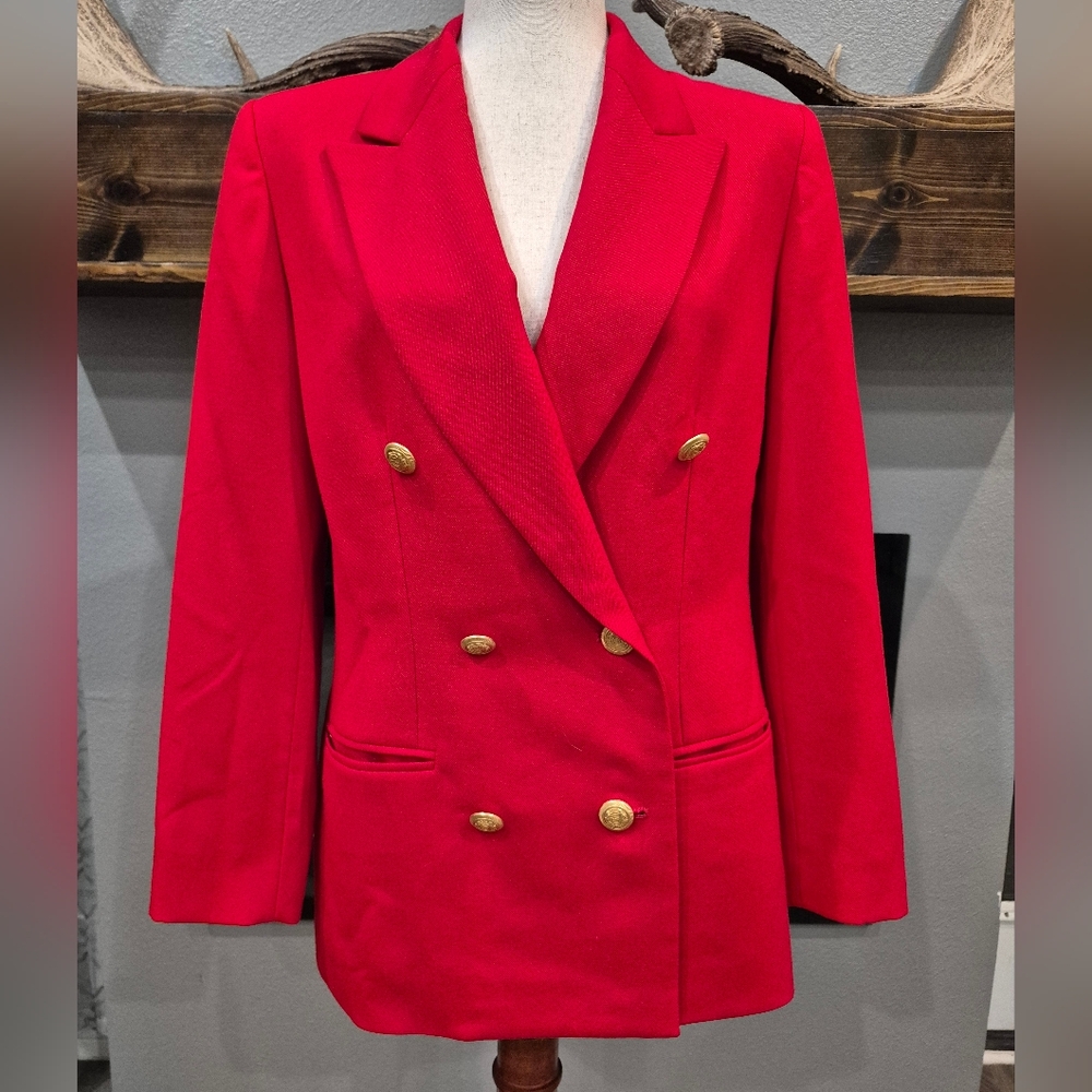 Pendleton Vibrant Red Double-Breasted Blazer Size… - image 1